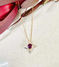 Load image into Gallery viewer, Rhodolite Garnet Gold and Sterling Silver Pendant
